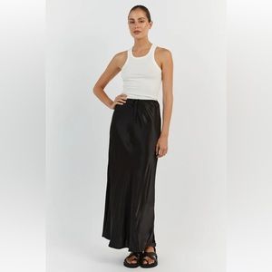 Dissh - BOBBY BLACK SATIN BIAS CUT SKIRT